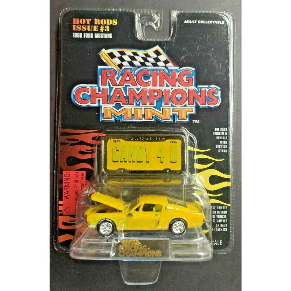 1996 Racing Champions Mint-1968 Ford Mustang #3 Yellow Candy 4 U 1:60 HW3
